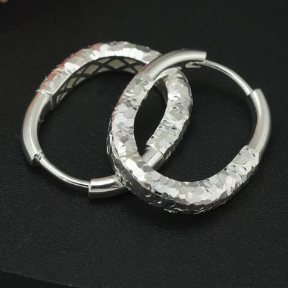 Sterling Silver S925 CNC Craft Ice Chip Big Earrings Simple Niche Light Luxury High-end Versatile Elegant U-shaped Earrings