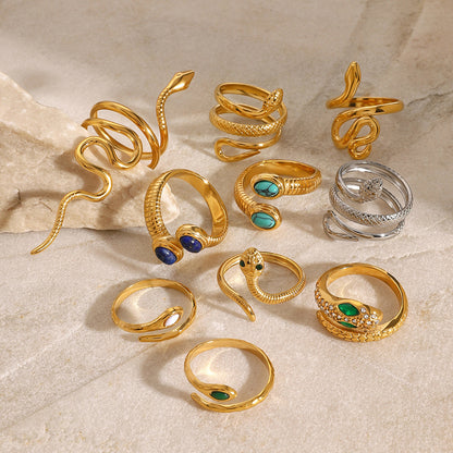 Stainless Steel Snake Ring High-End Niche Style Open Ring Titanium Steel Hand Jewelry Rings