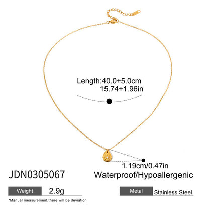 Stainless Steel Rhinestone Star Pendant Necklace Light Luxury High-End Clavicle Chain Titanium Steel Non-Fading Jewelry