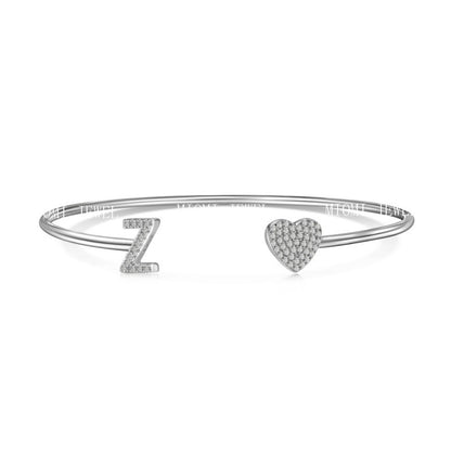 S925 Sterling Silver English Letter Bracelet for Women with Micro Pave Zirconia, Light Luxury Personality Style Bracelet