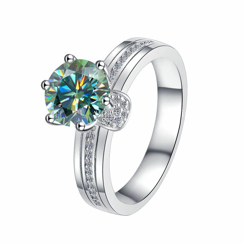 925 Sterling Silver Ring Fashionable High-end Feel Proposal Engagement Adjustable Moissanite Ring Trendy GRA