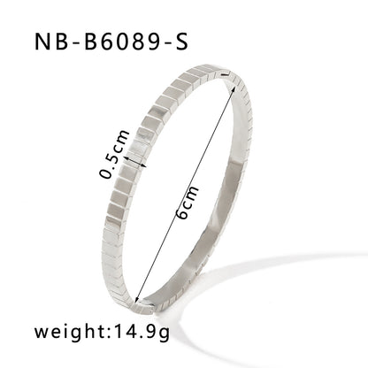 Hot-Selling Zircon Heart-Shaped Quadrilateral Geometric White Zircon Green Zircon Titanium Steel Real Gold Plated Color-Retaining Jewelry Bracelet