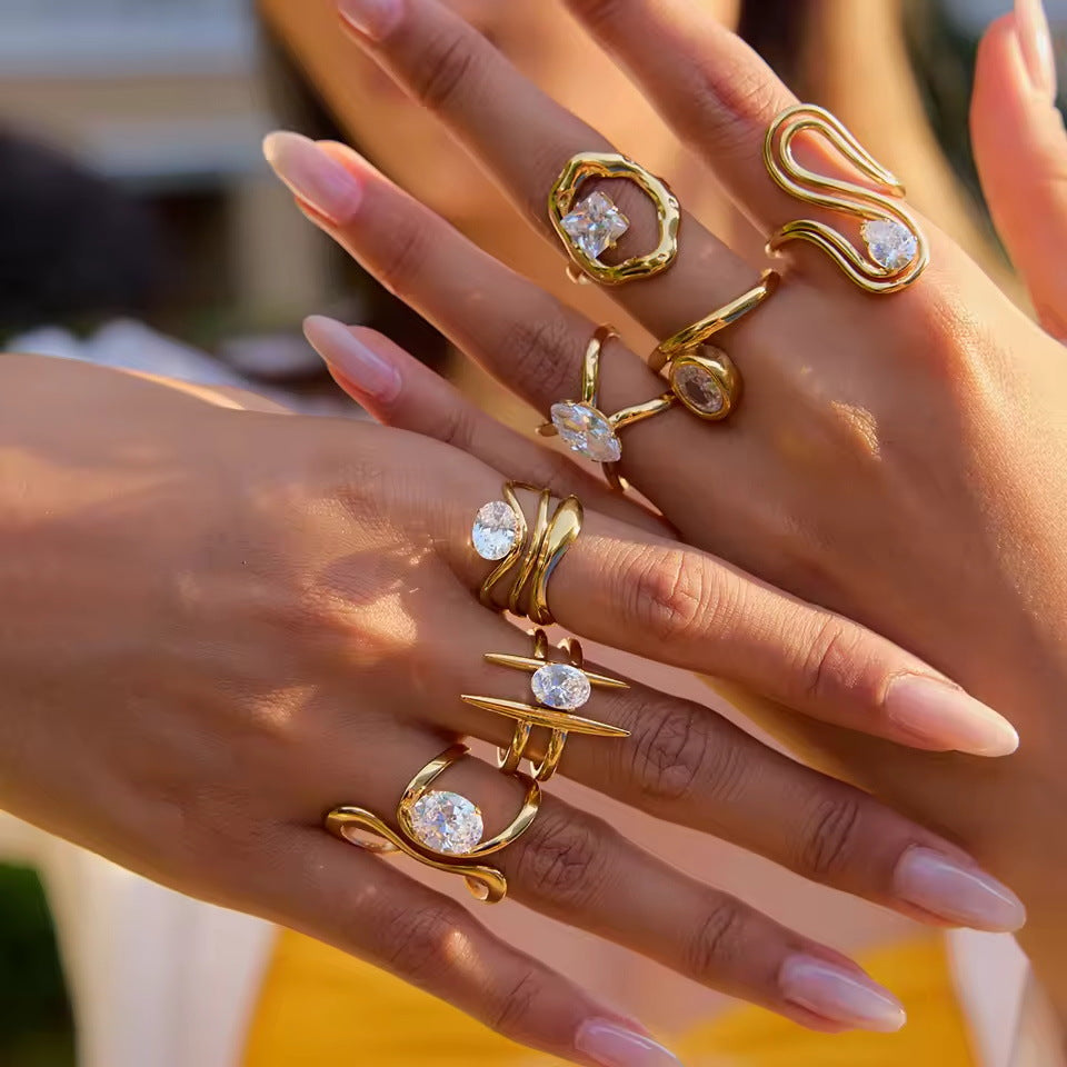 Zircon Ring Titanium Steel Non-Fading Jewelry Hot-Selling Accessories High-End Feel Stainless Steel Rings