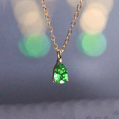 S925 Sterling Silver Emerald Water Drop Necklace