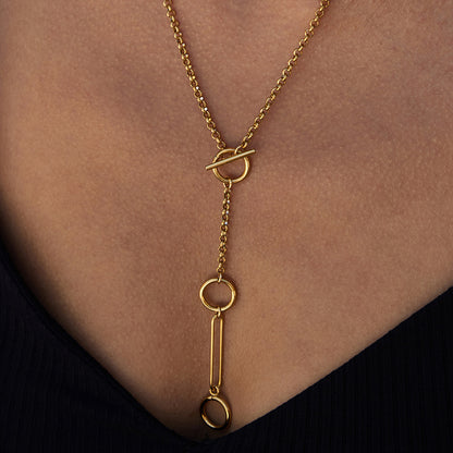 Titanium Steel Necklace Accessories for Women, Light Luxury High-End Feel, OT Clasp Y-Chain Stainless Steel Jewelry Hot Item