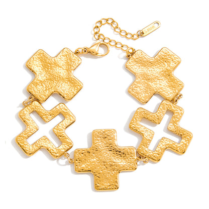 Titanium Steel Hammered Cross Bracelet Light Luxury High-End Feel Jewelry Non-Fading Stainless Steel Accessories Hot Item