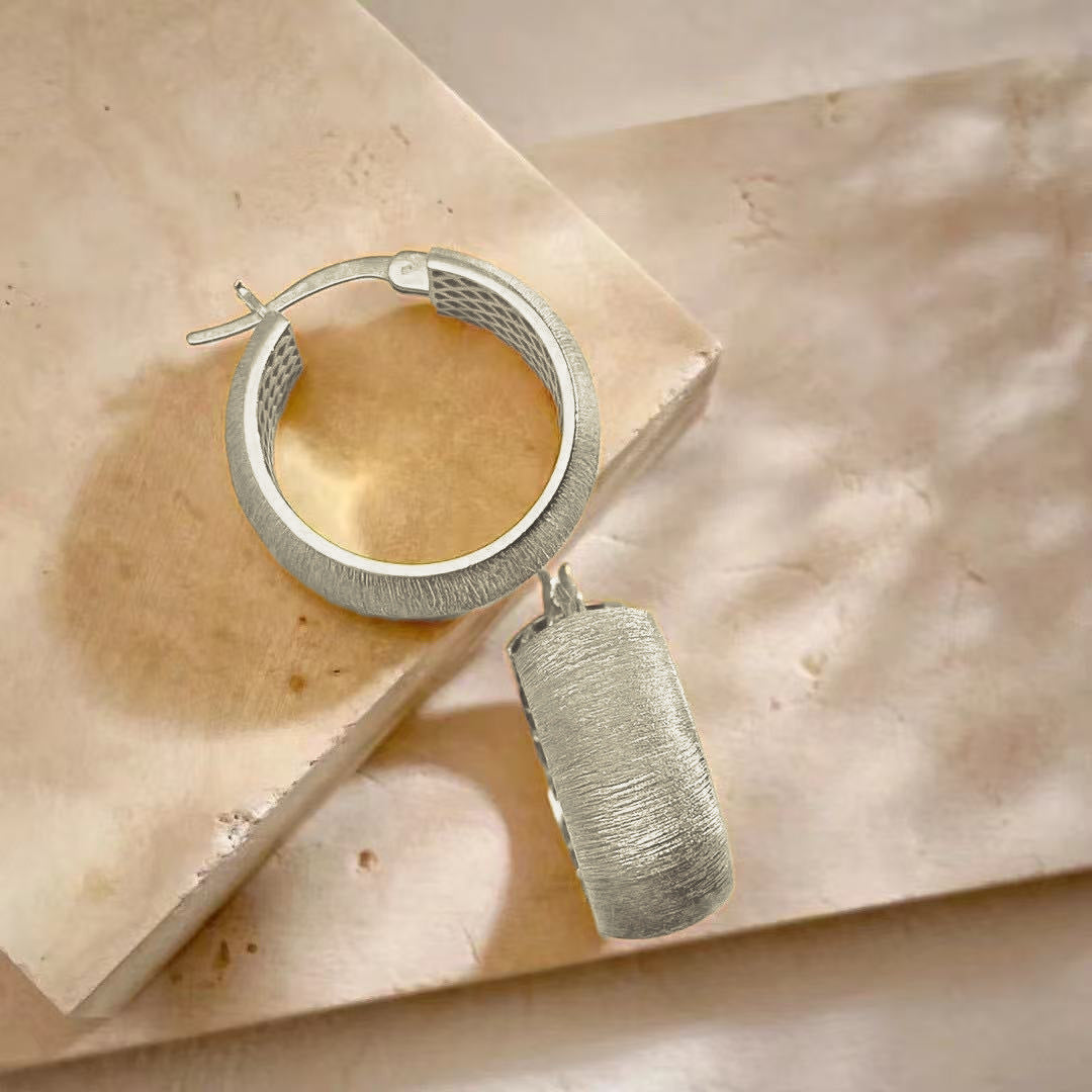 Vintage Style Brushed Craft Earrings Jewelry Brushed Plain Hoop Earrings Studs Niche Versatile Ear Clips Light Luxury Ear Accessories