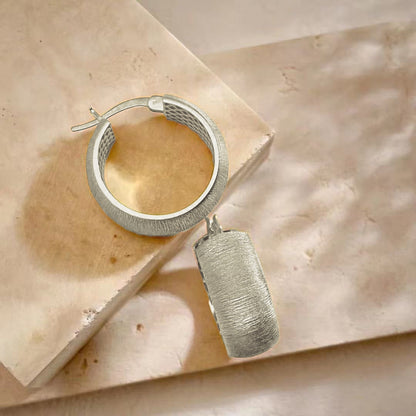 Vintage Style Brushed Craft Earrings Jewelry Brushed Plain Hoop Earrings Studs Niche Versatile Ear Clips Light Luxury Ear Accessories