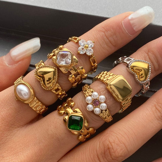 Watch Band Ring Titanium Steel Non-Fading Women's Niche Design Ring Stainless Steel Jewelry Rings