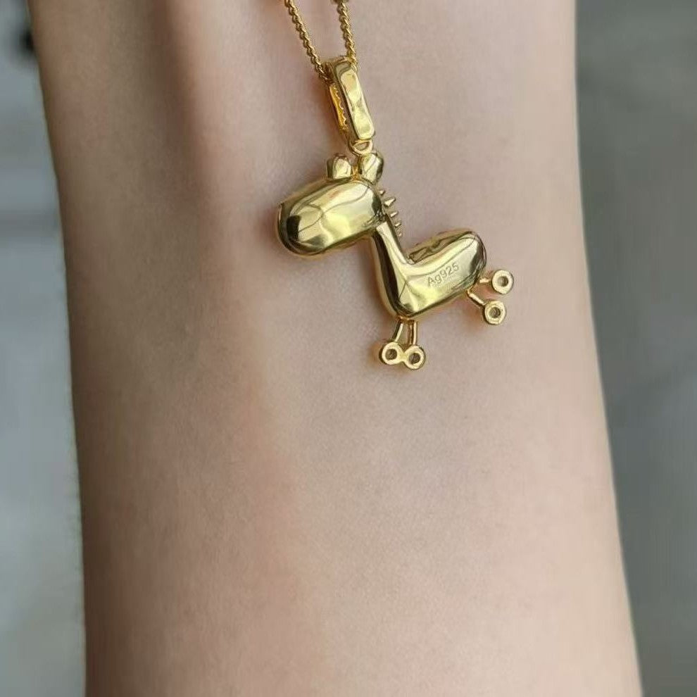 Pure Silver S925 Pony Necklace High Carbon Diamond Pendant Neck Chain Light Luxury High-end Niche Design