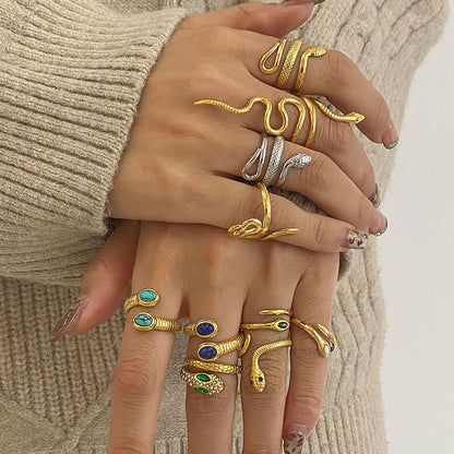 Stainless Steel Snake Ring High-End Niche Style Open Ring Titanium Steel Hand Jewelry Rings