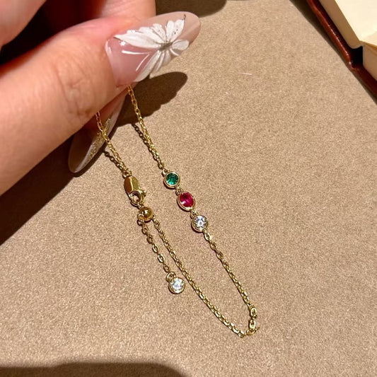 Sterling Silver S925 High Carbon Diamond Dopamine Color Gemstone Bracelet Fashion Luxury Exquisite Super Sparkling Bracelet