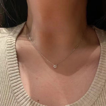 Pure Silver S925 Light Luxury High-End High-Gloss Snake Bone Chain High Carbon Diamond Zhao Lusi Same Style Nose Chain Necklace Collarbone Chain