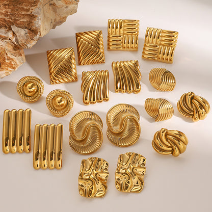 Stainless Steel Geometric Stud Earrings High-End Niche Ins Earrings Titanium Steel Ear Jewelry