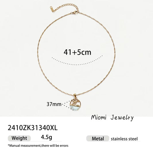 Taina  Summer Stainless Steel Necklace - Minimalist, High-End, Natural Animal & Beach Style Collarbone Chain