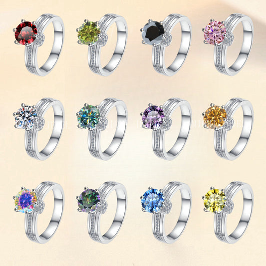 925 Sterling Silver Ring Fashionable High-end Feel Proposal Engagement Adjustable Moissanite Ring Trendy GRA
