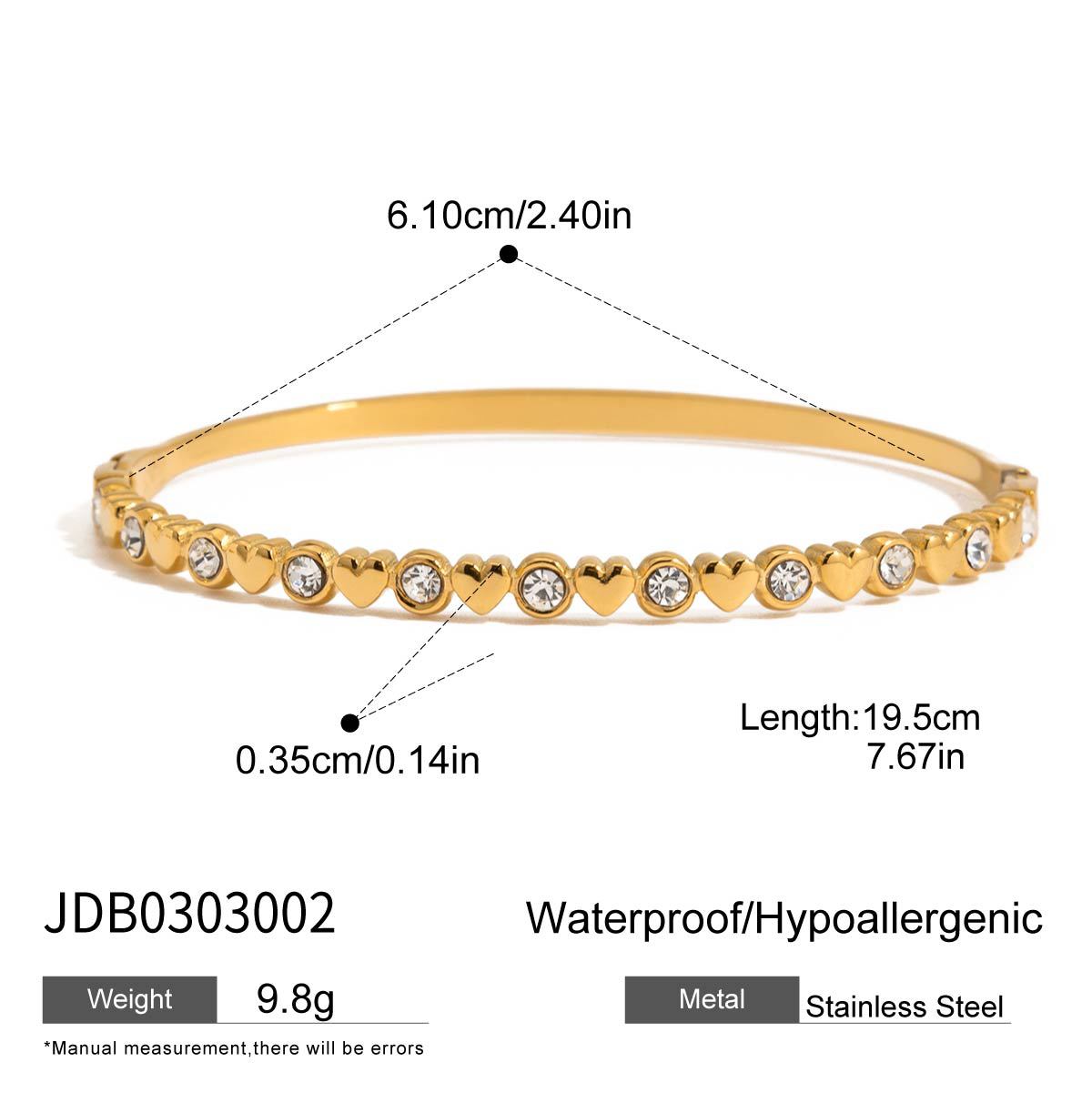 Heart Stainless Steel Zircon Bracelet Light Luxury High-End Jewelry Non-Fading Titanium Steel Accessories for Women