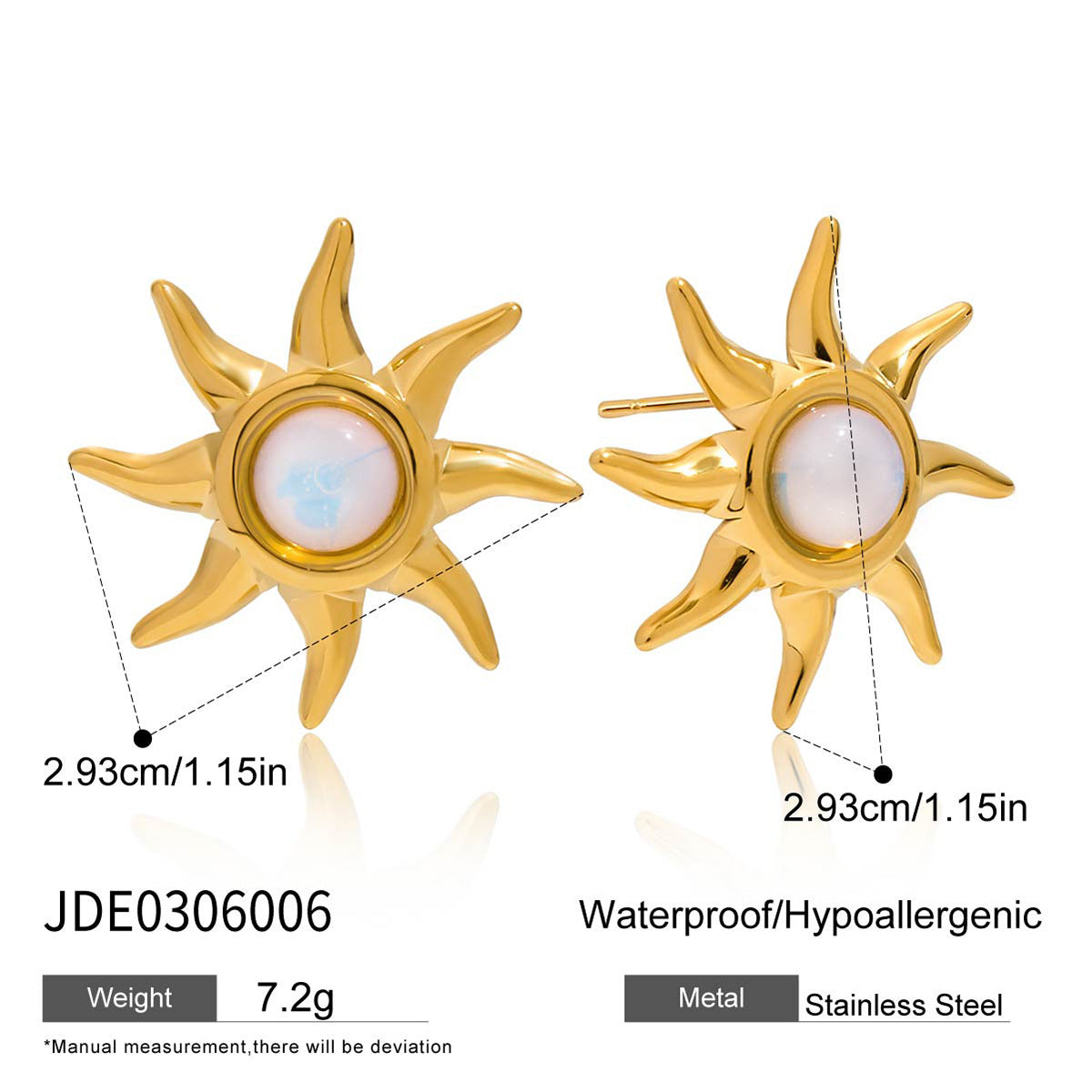 Original Design Titanium Steel Necklace Light Luxury High-end Clavicle Chain Stainless Steel Sun Earrings Jewelry for Women