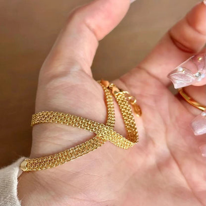 Pure Silver S925 Light Luxury Style High-end Lace Tank Chain Bracelet Layered Wear Style Niche Versatile