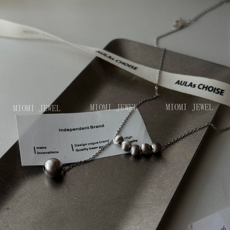 S925 Sterling Silver Cat's Eye Bead Flowing Light Necklace for Women Korean Niche Design High-end Simple Hot-selling Collarbone Chain
