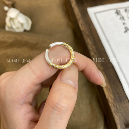 Pure Silver 9999 Sterling Silver Light Luxury Gold Cherry Blossom National Style New Chinese Style Bracelet Personalized Gold Handmade Gold Light Luxury