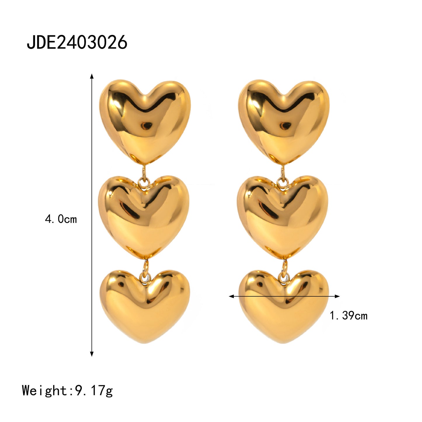 Stainless Steel Heart Necklace Simple High-End Earrings Non-Fading Titanium Steel Jewelry for Women