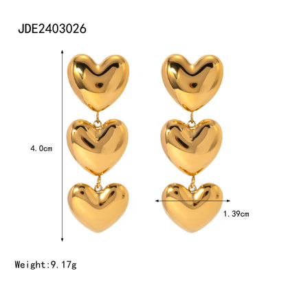 Stainless Steel Heart Necklace Simple High-End Earrings Non-Fading Titanium Steel Jewelry for Women