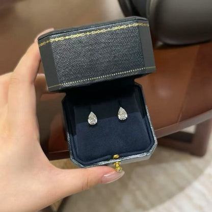 Pure Silver S925 High Carbon Diamond Heart Stud Earrings Water Drop Tear Earrings Fashion Versatile Cute Sweet