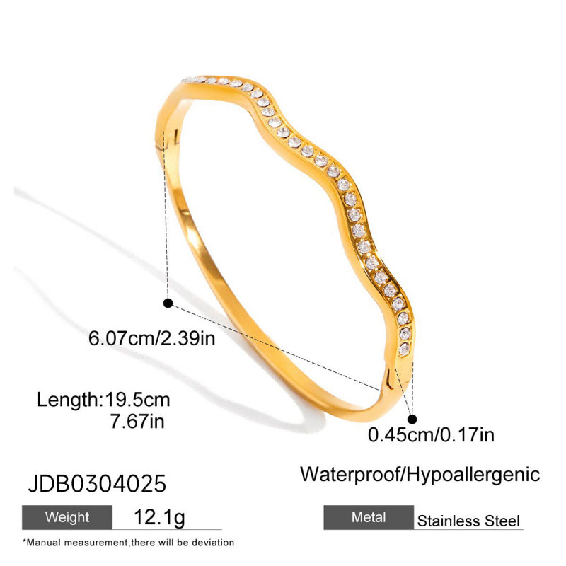 Jie Ding Stainless Steel Rhinestone Buckle Bracelet Light Luxury High-Grade Jewelry Women's Non-Fading Titanium Steel Ornament
