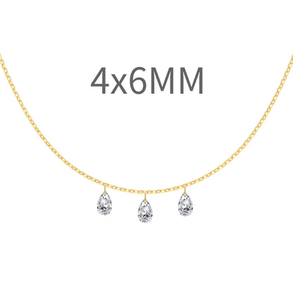 S925 Silver Single Diamond Drilled Water Drop Shape Zircon Multi-size Pendant Necklace Light Luxury High-end Feel Layered Wear