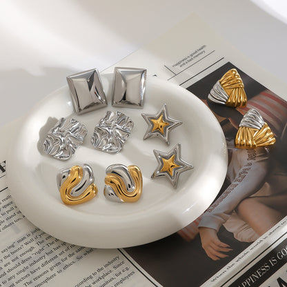 Stainless Steel Pearl Stud Earrings High-end Star Earrings Titanium Steel Ear Jewelry