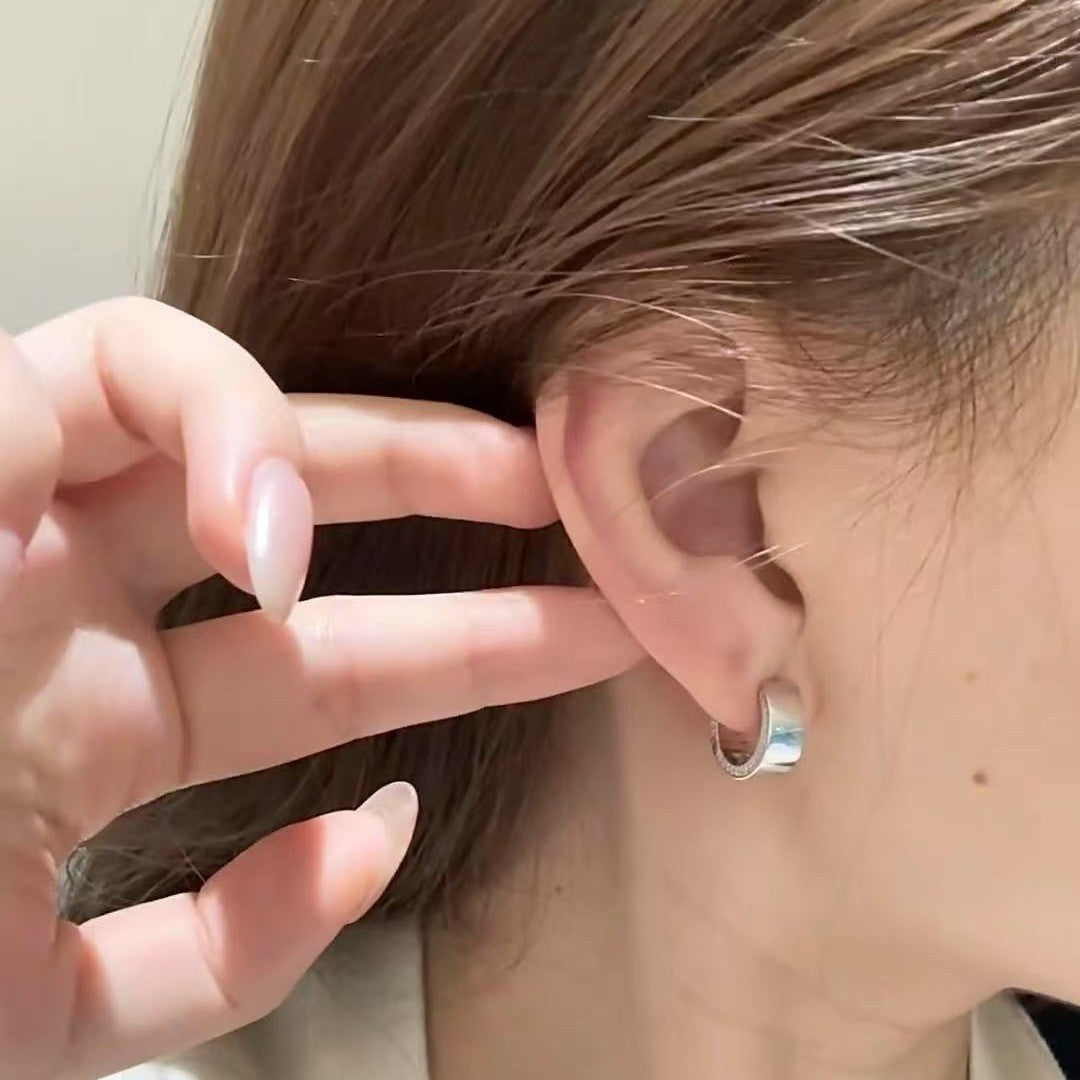 Pure Silver S925 Micro Inlaid Full Diamond Round Single Row Trendy Earrings Personality Cool High-end Exquisite Fashion