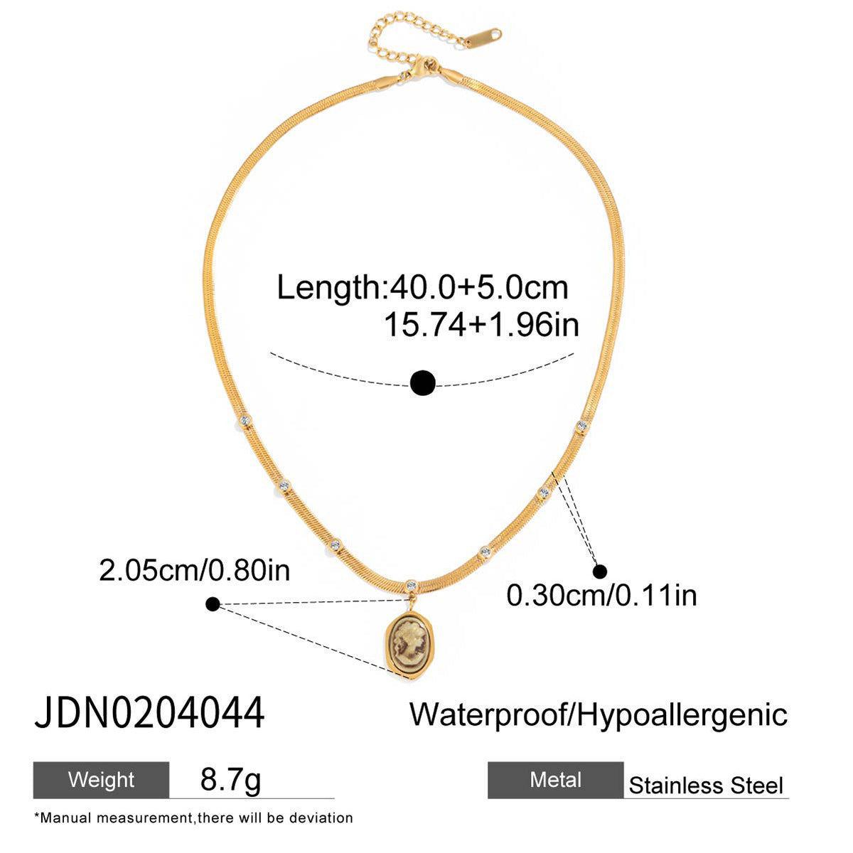 Stainless Steel Resin Portrait Necklace Retro High-end Clavicle Chain Titanium Steel Jewelry Non-fading