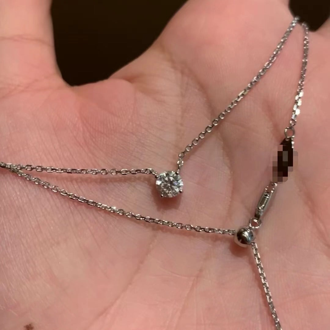 Pure Silver S925 Light Luxury High-End High-Gloss Snake Bone Chain High Carbon Diamond Zhao Lusi Same Style Nose Chain Necklace Collarbone Chain