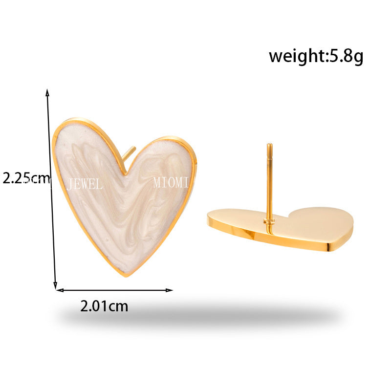 gold plated Titanium Steel Simple Versatile Stainless Steel Oil Painting Heart necklace