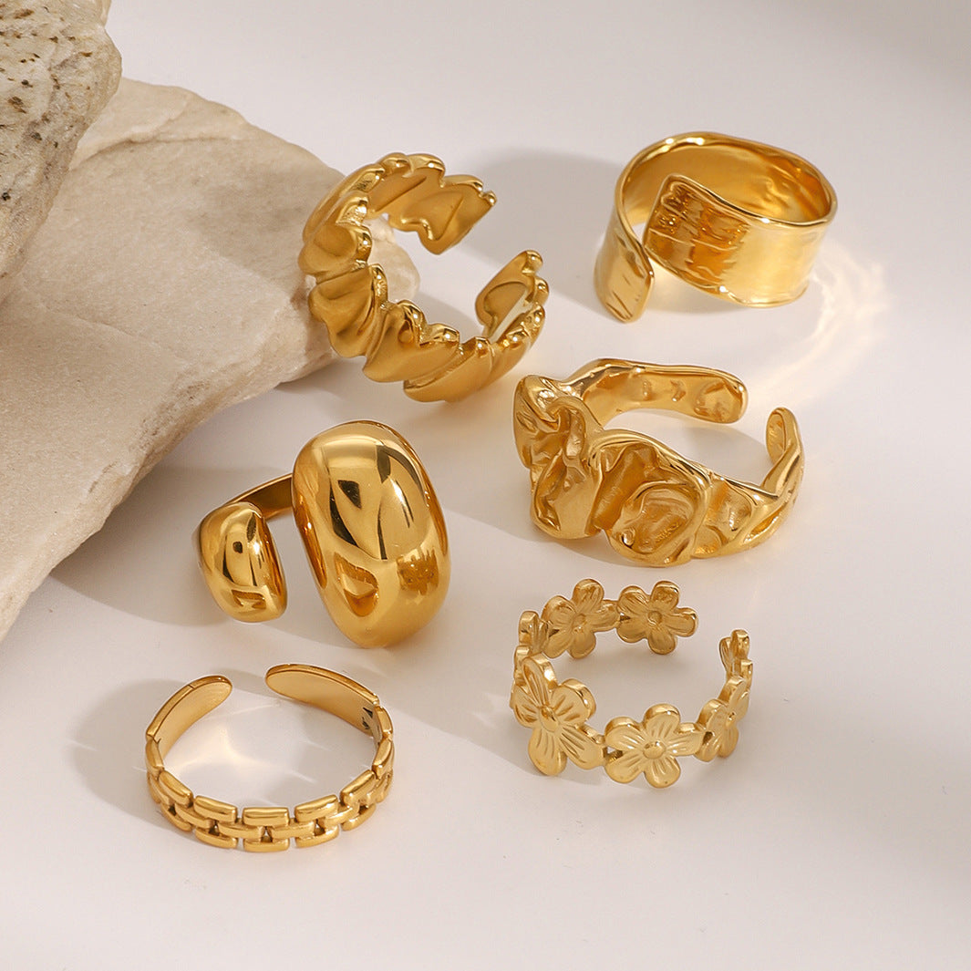 Stainless Steel Vintage Heart Ring High-End Niche Titanium Steel Finger Jewelry Rings