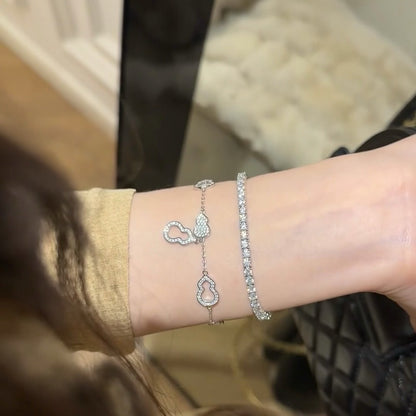 Pure Silver S925 Full Diamond Fortune Gourd Bracelet for Women, Light Luxury Niche Design, High-end Versatile Exquisite Bracelet Jewelry