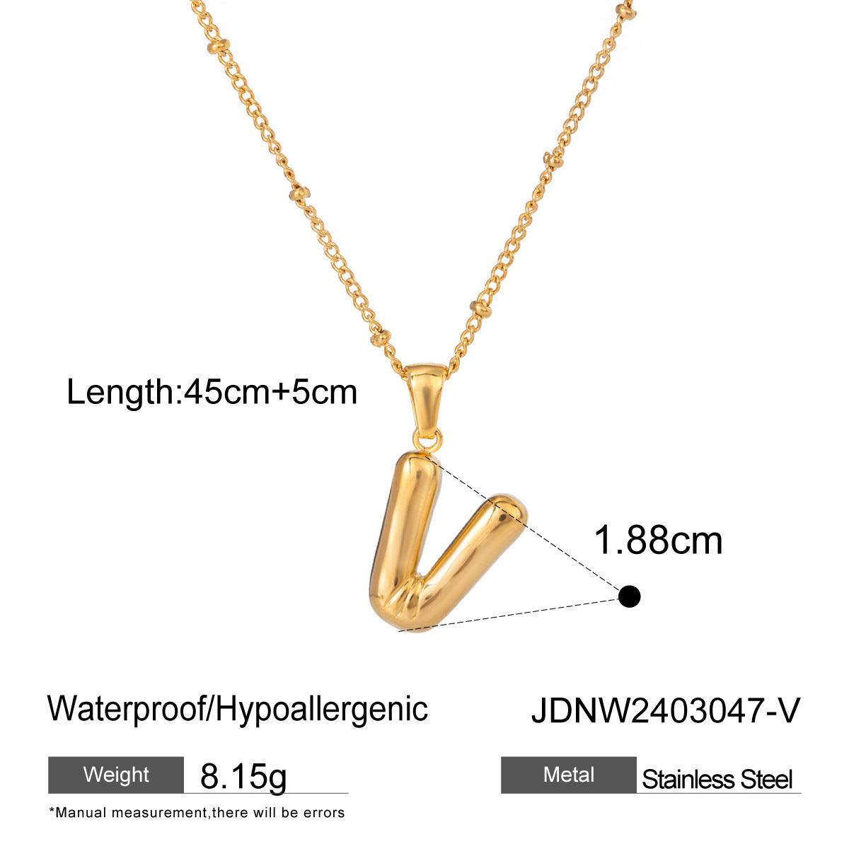 Stainless Steel Letter Necklace Pendant High-End Clavicle Chain Titanium Steel Jewelry Necklace