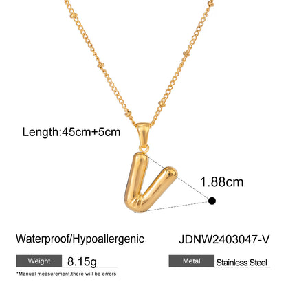 Stainless Steel Letter Necklace Pendant High-End Clavicle Chain Titanium Steel Jewelry Necklace