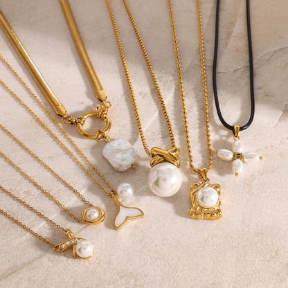 Stainless Steel Pearl Necklace High-end Jewelry Ins Collarbone Chain Titanium Steel Pendant for Women