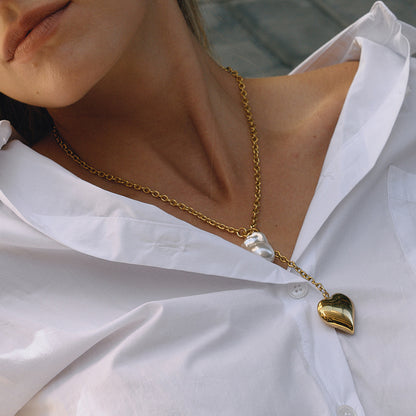 Titanium Steel Imitation Pearl Long Necklace Light Luxury High-end Y-shaped Chain Non-fading Jewelry Stainless Steel Accessories