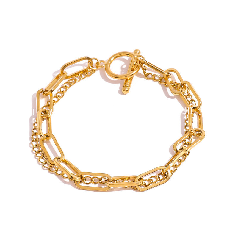 Stainless Steel OT Buckle Plain Circle Multi-layer Bracelet High-end Ins Style Titanium Steel Hand Jewelry for Women