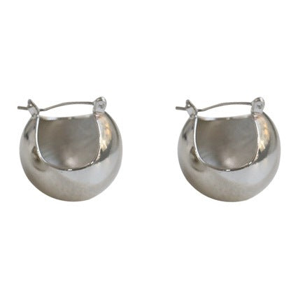 Europe and America savi Blogger's Same Style Pure Silver S925Minimalist Earrings High-End Cool Style Metal Ball Earrings Fashionable