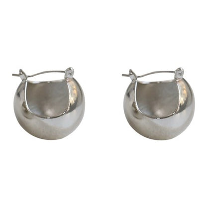 Europe and America savi Blogger's Same Style Pure Silver S925Minimalist Earrings High-End Cool Style Metal Ball Earrings Fashionable