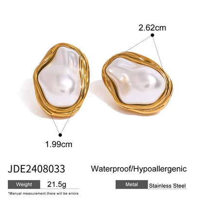 Stainless Steel Pearl Necklace Pendant High-end Exaggerated Niche Earrings Titanium Steel Ring Jewelry