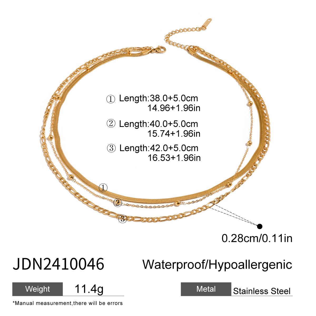 Three-layer Stacked Titanium Steel Necklace Accessories for Women, Light Luxury High-end Clavicle Chain Stainless Steel Jewelry