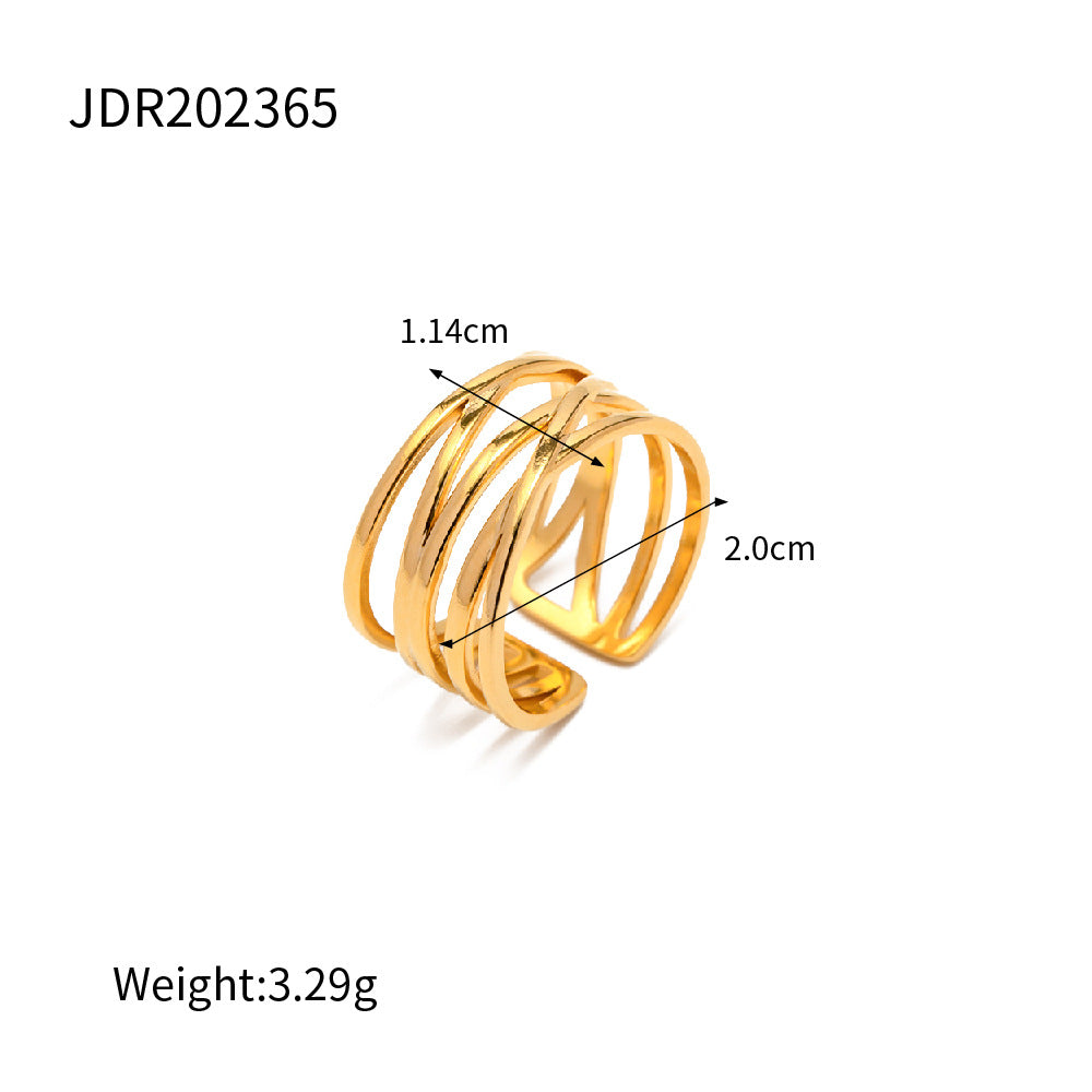 Ins Style Colorless High-end Simple Gold Steel Series Stainless Steel Plain Ring Jewelry