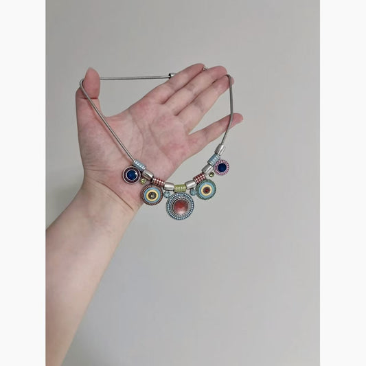 Vintage | Nepalese Colored Circle Necklace (Can Be Used as a Hair Accessory)