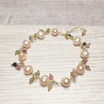 Freshwater Pearl Bracelet with Tourmaline and Labradorite Tourmaline Accessories Color Retention