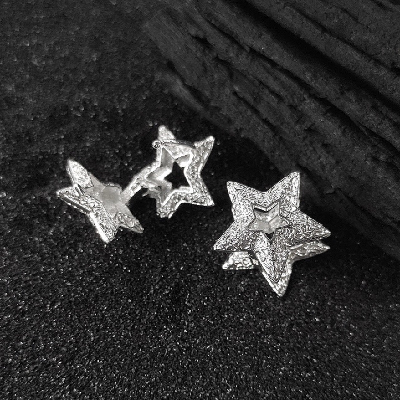Korean Style Tang Grass Pattern 925 Silver Lucky Star Earrings for Women New Simple Fashion Trendy Personality Exquisite